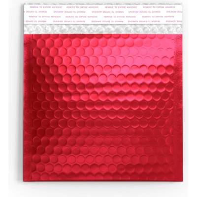 Lesklé metalické bublinkové obálky - 165 x 165 mm - Červená