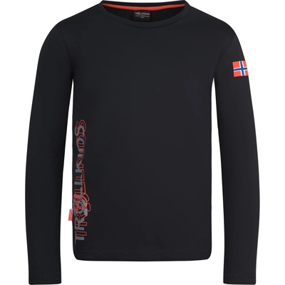 Trollkids Детска блуза с дълъг ръкав Trollkids Kid's Stavanger Longsleeve XT Longsleeve - Black / Burnt Orange - размер 164 (EU) (704-5512-0119)