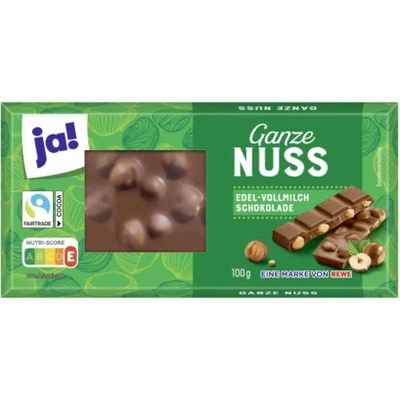 Ja! Ganze Nuss Edel Vollmich Schokolade 100 g