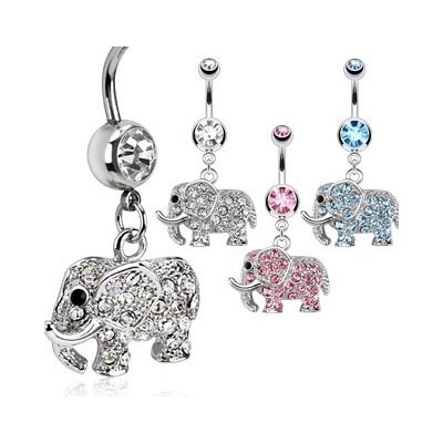 Šperky eshop piercing do pupíku třpytivý sloník AB18.15 růžová P