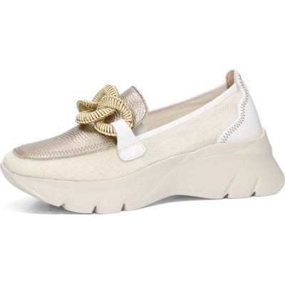Hispanitas dámské stylové mokasíny béžovo bílé