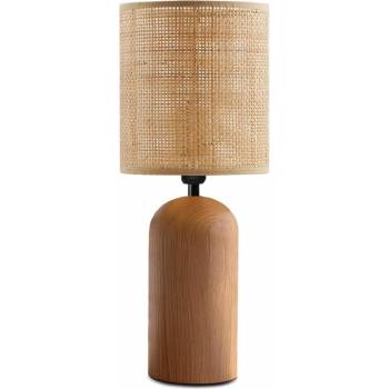 TopMebel Настолна лампа Cora TopMebel E14 дървена - PE ратан в натурален цвят Ø15x35cm