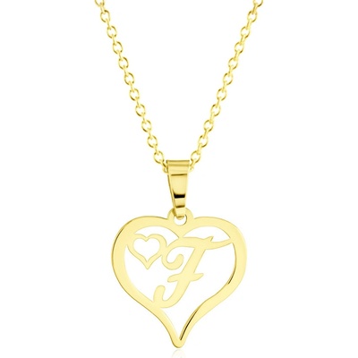 Gemmax Zlatý řetízek s písmenkem F - srdíčko GLSYN-56051-36261