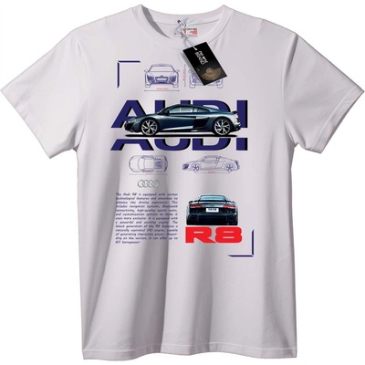 NOONEBRAND Тениска Дизайн Audi R8 - 5XL, Black