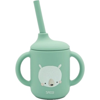 Sassi Силиконова чаша със сламка Sassi - Munchy The Bear, зелена (SSSI1716)
