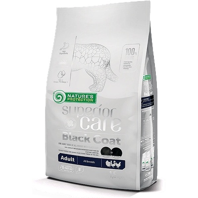 Nature's Protection Black Coat Adult All Breeds-Пълноценна храна без зърно за израснали кучета от всички породи. За подобряване на черния пигмент на козината