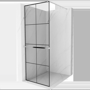 Mexen Kioto+ душ преграда с рафт Walk-in 90 x 200 см, черна решетка, хром - 800-090-121-01-77 (800-090-121-01-77)