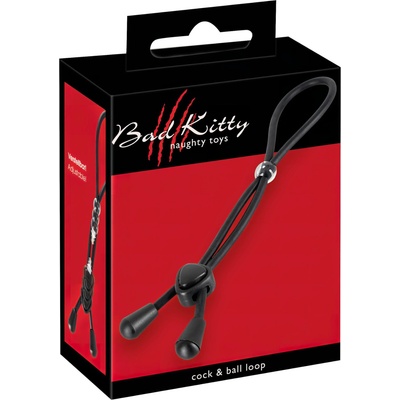 Bad Kitty - силиконов пръстен за тестиси и пенис (черен)