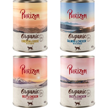 Purizon Organic miešané balenie 4 druhy 24 x 400 g