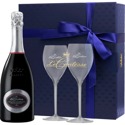 Le Contesse Conegliano Valdobbiadene Prosecco Superiore DOCG Extra Dry 11% 0,75 l (darčekové balenie 2 poháre)