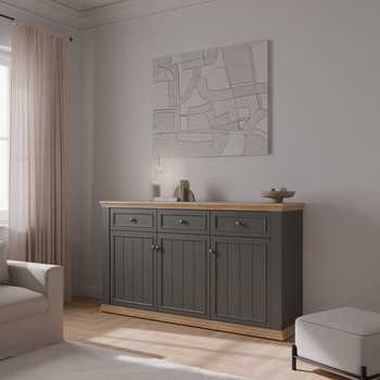 Forte Комод thirteen с чекмеджета и врати 170 см, дъб Маувела/сиво (pntk232-q243)