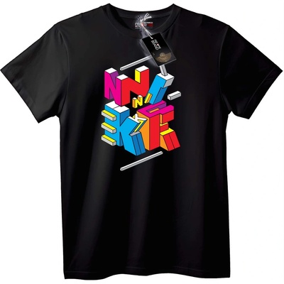 NOONEBRAND Тениска 3D NINE Геометрична - 2XL, White