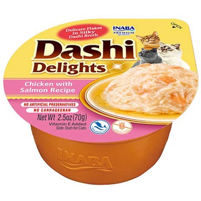 INABA Cat Dashi Delights мокра храна за котки - пилешко, сьомга 4 x 70 г