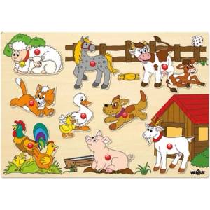 Woodyland Woody - Дървен пъзел с дръжки, Ферма