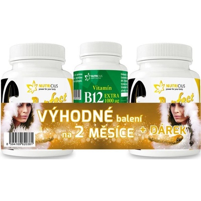 Perfect Hair Gold Methionin 500 mg + biotin 100 ug 2 x 90 tablet + dárek Vitamin B12 extra 1000 µg