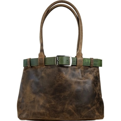 Malá dámská crossbody kabelka z kozí kůže ALKA hnědá s nastavitelným odnímatelným popruhem zapínání na magnet