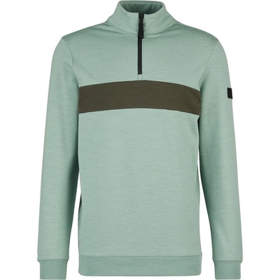 Stoic Мъжки вълнен пуловер Stoic MerinoFleece335 MMXX. Lulea II Half Zip Merino jumper - Iceberg Green / Dark Olive - размер 3XL (005-6573-0216)