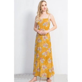 Image 1 of Дълга рокля в наситено жълто с цветя
