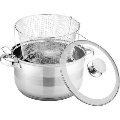 Royal Kitchen Nerezový fritovací hrnec se sítkem a poklicí 6,5 L, 34471