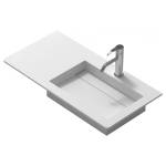 Inter Ceramic Мивка за баня от смола 90х46 см Арт, дясно корито, бял за шкаф (38127r)