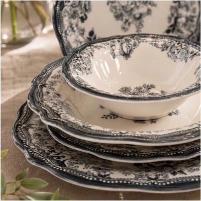 Asir Jídelní sada bílá černá porcelán 667PRS1164 24 ks