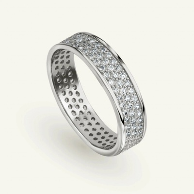 SilveAmo Stříbrný prsten s bílými zirkony ve třech řadách KK2F374 17 5