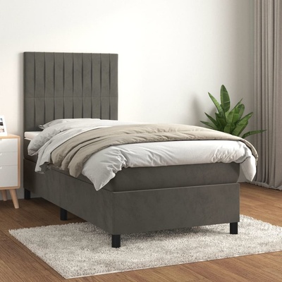 Petrashop 3143110 boxspring postel s matrací tmavě šedá samet