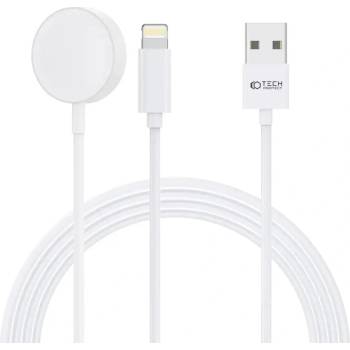 Tech-Protect 2в1 индуктивно зарядно устройство Tech-Protect UltraBoost, с USB-C / Lightning кабели за Apple Watch, 1.5m, бяло