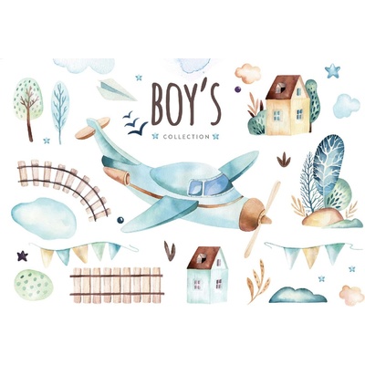 DIMEX ART Флизелинов фототапет колекция самолети, акварел 375 x 250 см