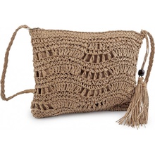 Prima-obchod Háčkovavá kabelka z rafie lýka se zipem 27x23 cm 2 přírodní hnědá