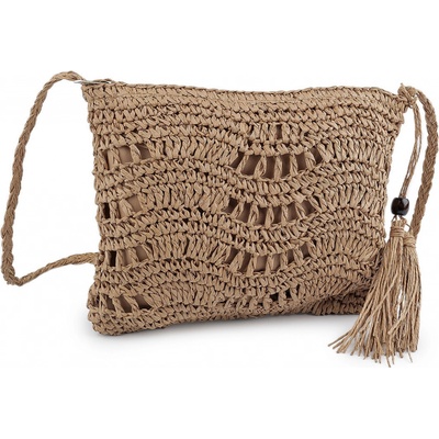 Prima-obchod Háčkovavá kabelka z rafie lýka se zipem 27x23 cm 2 přírodní hnědá