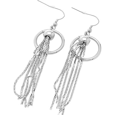 MPM Dámské ocelové visací nerezové náušnice 6033 stříbrné barvy SER.6033