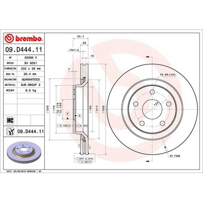 BREMBO Brzdový kotúč 09.D444.11