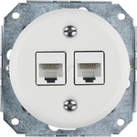 Bohemia Design - Порцеланова ретро Ethernet-розетка без рамка, 2x CAT. 5E, бяла (BF0020)