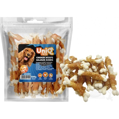 UNIQ Pets Kalciové kostičky obalené kuřecím masem 500 g