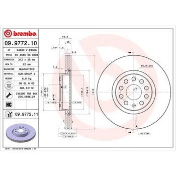 BREMBO Brzdový kotouč 09.9772.11