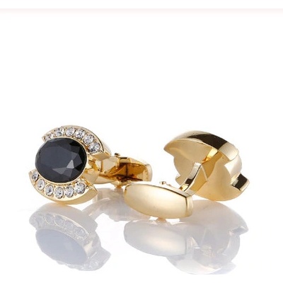 Knoflickarna.CZ manžetové knoflíčky černý zdobený ovál