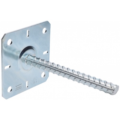 Pätka stĺpika s podstavcom 100x205mm, 3mm pozink, počet děr o průměru 12mm-4ks, počet otvorov 6/9mm-4ks
