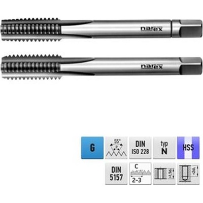 Narex Ždánice 041530030017800 - Závitník sadový G 3/4" stoupání 14P na palec ("), SADA, HSS typ 0302