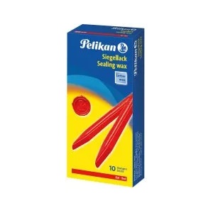 Pelikan Червен восък 46г 10 пръчки в кутия