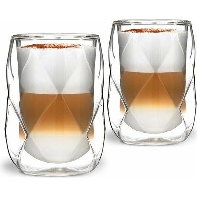 Design dvojstenných pohárov na latté Vialli Geo 2 x 250 ml