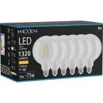 Mexen Vintis 6x LED филаментна крушка E27, G125, 10W, Топла - 2700K, 1320 lm, прозрачен (L158-E27-1027-00x06)