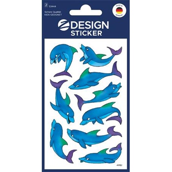 Avery zweckform Стикер, хартия, 2 листа, 76x120 mm, AVERY ZWECKFORM, "Z-Design No. 53444", блестящи делфини (53444)