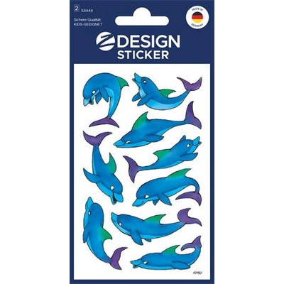 Avery zweckform Стикер, хартия, 2 листа, 76x120 mm, AVERY ZWECKFORM, "Z-Design No. 53444", блестящи делфини (53444)