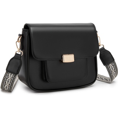 Miss Lulu dámska crossbody kabelka s tkaným popruhom čierna