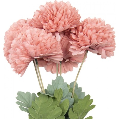 Umělá květina kytice růžových chryzantém – 43 cm