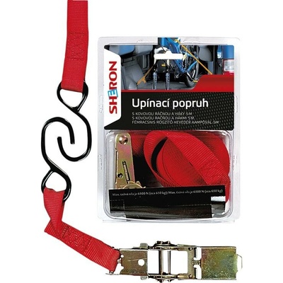 SHERON Upínací popruh s ráčnou + háky 5 m - 1 ks