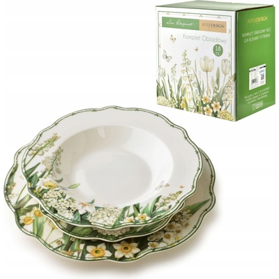Plochý talíř Mondex zelený porcelánový 18 ks