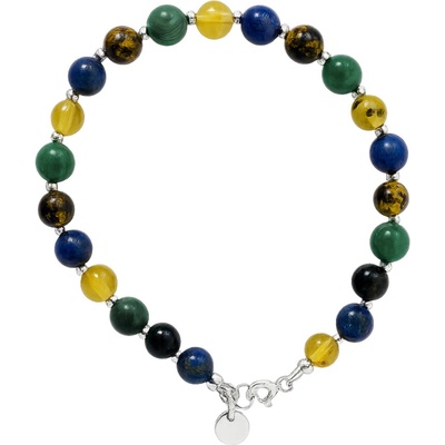 Jantario Korálkový náramok so zeleným jantárom, jadeitom a lapis lazuli 105066