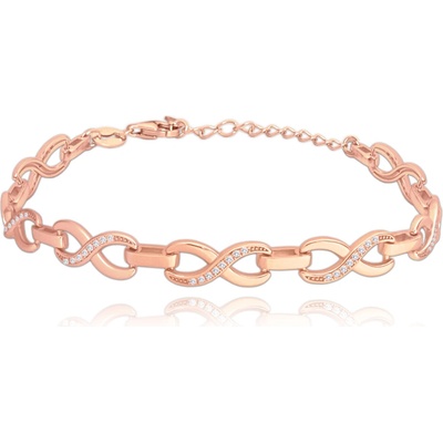 MINET Rosegold strieborný náramok NEKONEČNO so zirkónmi